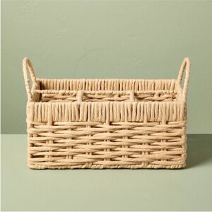 HEARTH & HAND NWT woven flatware caddy w/ handles